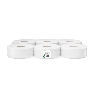 Jumbo Toilet Tissue - 76mm Core White 2-ply 6 pack (9.5cm x 410m)