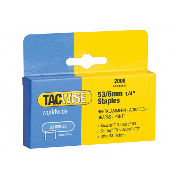 Tacwise 53 Light-Duty Staples 6mm (Type JT21 A) Pack 2000