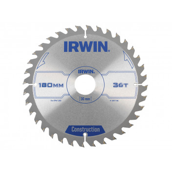 IRWIN Construction Circular Saw Blade 180 x 30mm x 36T ATB
