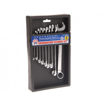 Faithfull Chrome Vanadium Combination Spanner Set, 9 Piece