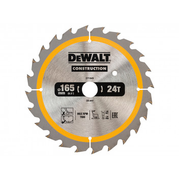 DEWALT Cordless Construction Trim Saw Blade 165 x 20mm x 24T
