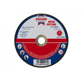 Faithfull Metal Cut Off Disc 180 x 3.2 x 22.23mm