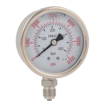 1/4\"BSPP 63MM BOTTOM GLY GAUGE 0-6000PSI