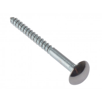 ForgeFix Mirror Screw Chrome Domed Top Slotted CSK ST ZP 1.1/2in x 8 Bag 10