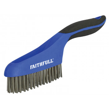 Faithfull Scratch Brush Soft Grip 4 x 16 Row Stainless Steel