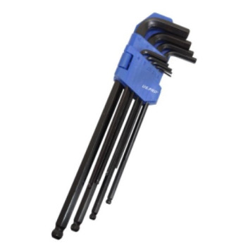 Metric Hardened Hex Key Set Long Arm Ball End 9 piece 1.5mm-10mm