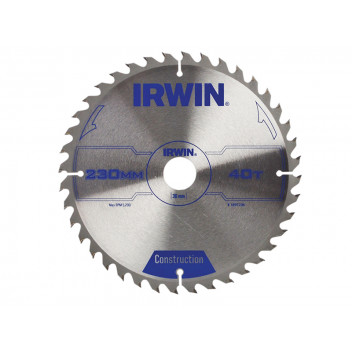 IRWIN Construction Circular Saw Blade 230 x 30mm x 40T ATB