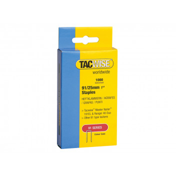 Tacwise 91 Narrow Crown Staples 25mm - Electric Tackers Pack 1000