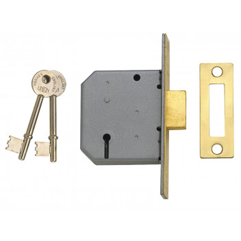 UNION 2177 3 Lever Mortice Deadlock Polished Brass 77.5mm 3in Box