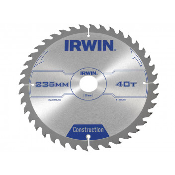 IRWIN Construction Circular Saw Blade 235 x 30mm x 40T ATB
