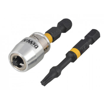 DEWALT Impact Torsion Bits TX0 x 50mm (x2) and Magnetic Screwlock Sleeve