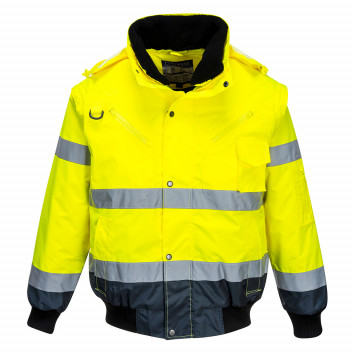 C465 Hi-Vis Contrast Bomber Jacket Yellow/Navy Large