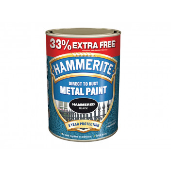 Hammerite Direct to Rust Hammered Finish Metal Paint Black 750ml + 33%