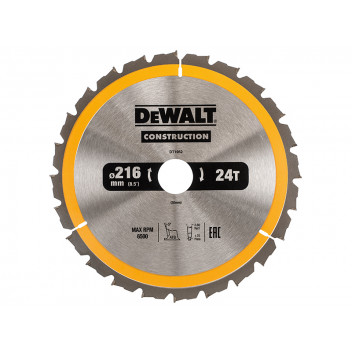 DEWALT Stationary Construction Circular Saw Blade 216 x 30mm x 24T ATB/Neg