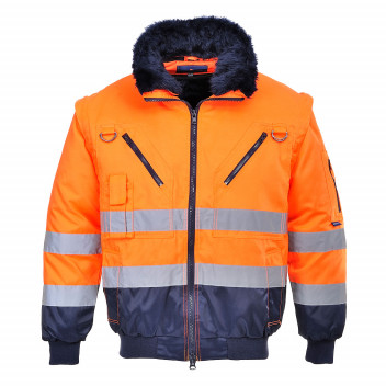 PJ50 Hi-Vis 3-in-1 Pilot Jacket Orange/Navy Large