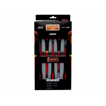 Bahco SLIM ERGO Insulated Screwdriver SL/PZ Set 5 Piece