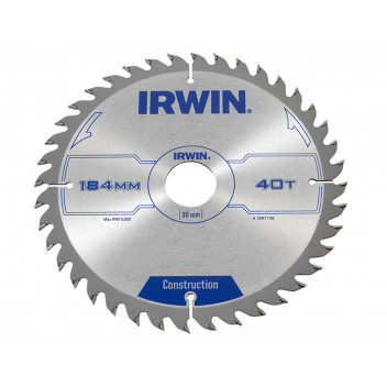IRWIN Construction Circular Saw Blade 184 x 30mm x 40T ATB