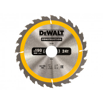 DEWALT Portable Construction Circular Saw Blade 190 x 30mm x 24T