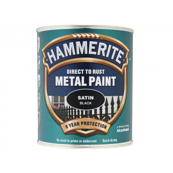 Hammerite Direct to Rust Satin Finish Metal Paint Black 750ml