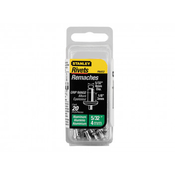 Stanley Tools 1-PAA52 Aluminium Rivets Short 4 x 3mm Pack of 20