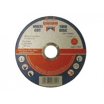 Faithfull Multi-Purpose Cutting Disc 125 x 1.0 x 22.23mm (Pack of 10)