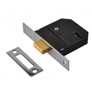 UNION ES-DL Essentials 3 Lever Mortice Deadlock Polished Brass 65mm 2.5in Visi