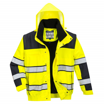 C466 Hi-Vis Classic Bomber Jacket Yellow/Black Medium