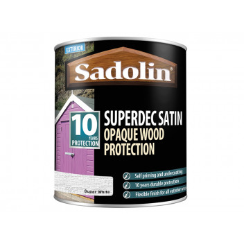 Sadolin Superdec Opaque Wood Protection Super White Satin 1 litre