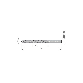 3.5mm HSS TiN-Tip Straight Shank Jobber Drill (A002) OAL 70mm
