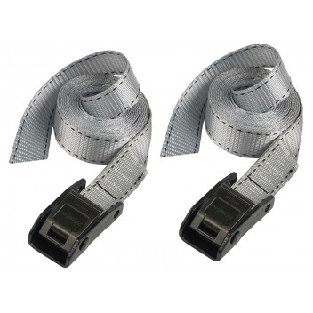 Master Lock Lashing Strap with Metal Buckle, Grey 2.5m 150kg (Pack 2)