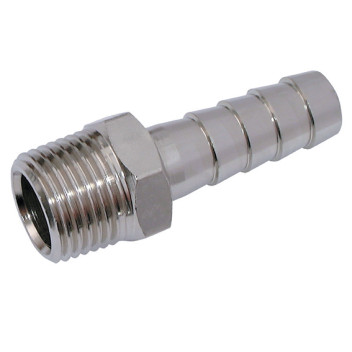 1/8\" BSPT Male Straight Hose Tails, Nickel Plated Brass