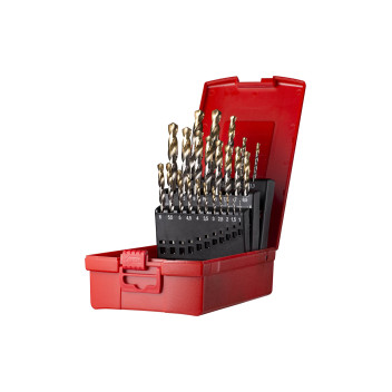 Set 200 (A002 x 24) HSS TiN-Tip Straight Shank Jobber Drill, Plastic Case (A095)