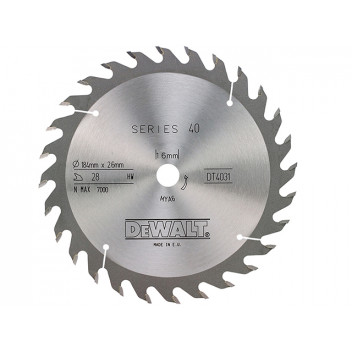 DEWALT Series 40 Circular Saw Blade 184 x 16mm x 28T ATB