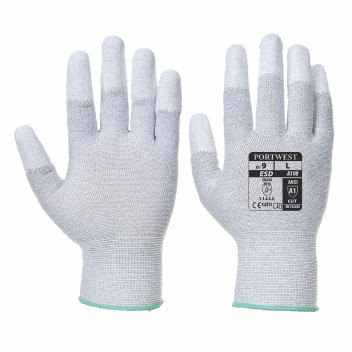 A198 Antistatic PU Fingertip Glove Grey Medium