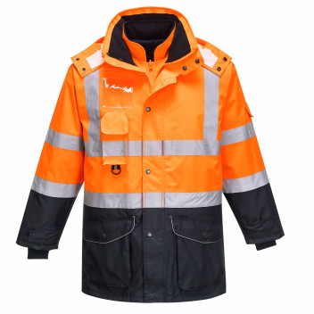 S426 Hi-Vis 7-in-1 Contrast Traffic Jacket Orange/Navy Large