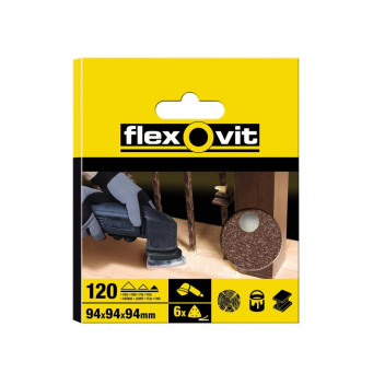 Flexovit Delta Hook & Loop Sanding Sheets 94mm Fine 120G (Pack of 6)