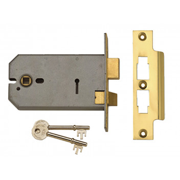 UNION 2077-6 3 Lever Horizontal Mortice Lock Polished Brass 149mm
