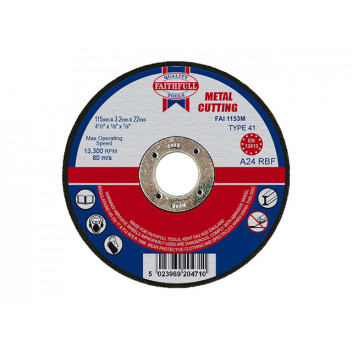 Faithfull Metal Cut Off Disc 115 x 3.2 x 22.23mm