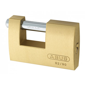 ABUS Mechanical 82/90mm Monoblock Brass Shutter Padlock Carded