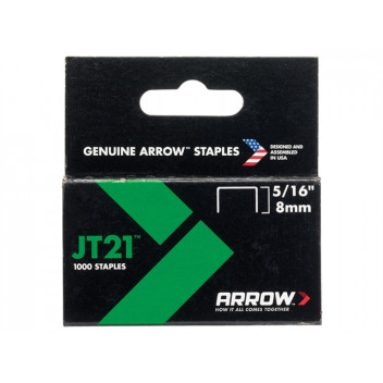 Arrow JT21 T27 Staples 8mm ( 5/16in) Box 1000