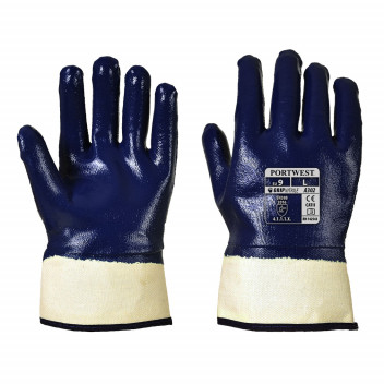 A302 Fully Dipped Nitrile Safety Cuff Navy XL