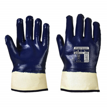 A302 Fully Dipped Nitrile Safety Cuff Navy Large