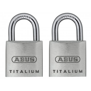 ABUS Mechanical 64TI/20mm TITALIUM Padlock Carded Twin Pack