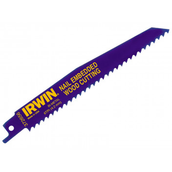 IRWIN 656R 150mm Sabre Saw Blade Nail Embedded Wood Cut Pack of 5