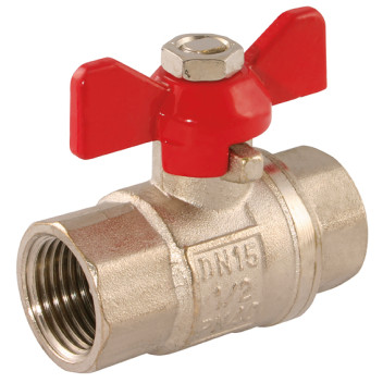3/8\" BSPP Brass Ball Valve Red Handle WRAS