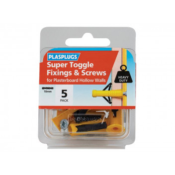 Plasplugs Super Toggle Fixings & Screws Pack 5