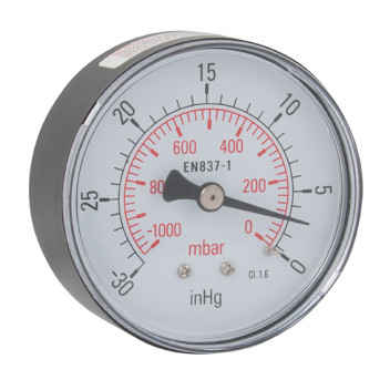 1/8\"BSPT 50MM VACUUM CNTR BK CNNCT GAUGE