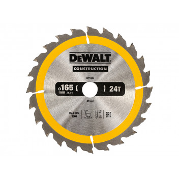 DEWALT Portable Construction Circular Saw Blade 165 x 20mm x 24T