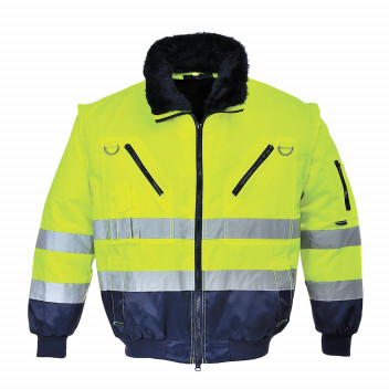 PJ50 Hi-Vis 3-in-1 Pilot Jacket Yellow/Navy XL