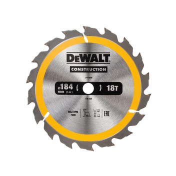 DEWALT Portable Construction Circular Saw Blade 184 x 16mm x 18T